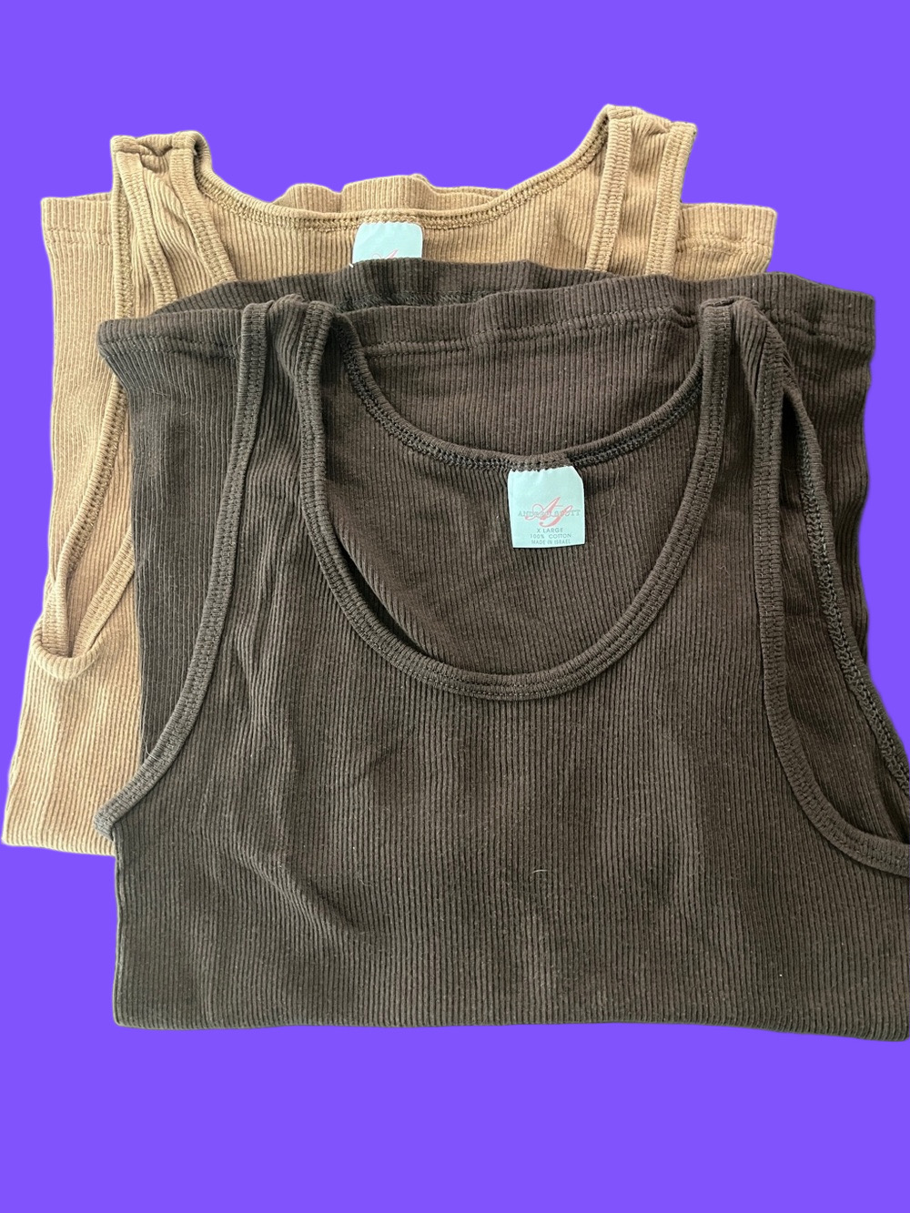 Andrew Scott ~ Set of 2 Ribbed Tank Tops (Brown & Camel)
